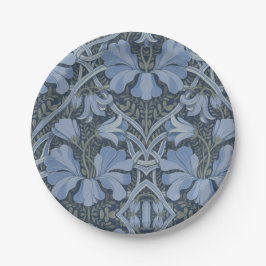 Prato De Papel Padrão Floral em Aquarela Azul Elegante