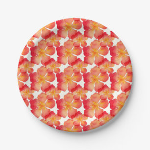 Prato De Papel Padrão Floral Laranja Oleander