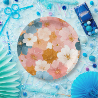 Prato De Papel Padrão Floral Pastel Bonito