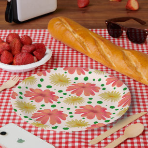 Prato De Papel Padrão Floral Retro Brilhante Sem Costura