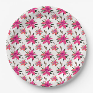 Prato De Papel Padrão Floral Rosa Design- 29500