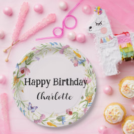 Prato De Papel Padrão floral Russo de Borboleta de Ladybug