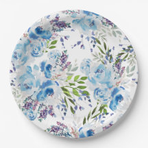 Padrão Floral Sem Costura de Aquarela Azul