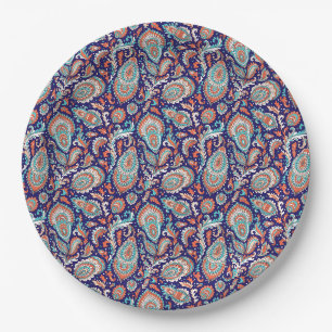 Prato De Papel padrão floral sem emenda estilo indiano paisley