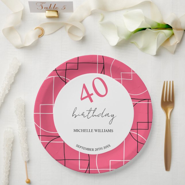 Prato De Papel Padrão Geológico Rosa Moderno (Casamento)