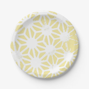 Prato De Papel Padrão geométrico amarelo-limão