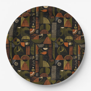 Prato De Papel Padrão Geométrico Dark Mid Century (1)
