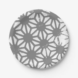 Prato De Papel padrão geométrico das cinzas