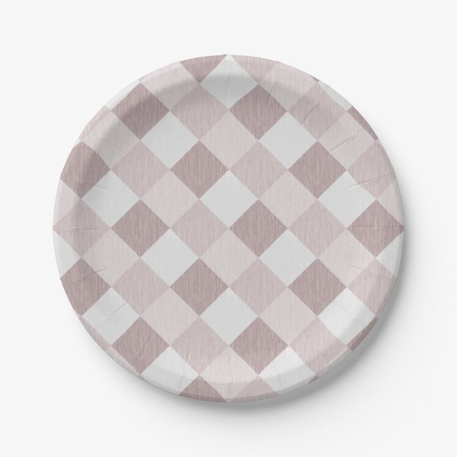 Prato De Papel Padrão geométrico de bege e Cinza Oblíquo (Frente)