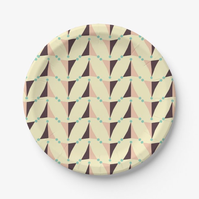 Prato De Papel Padrão geométrico em clima retrô (Frente)