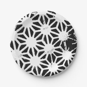 Prato De Papel Padrão geométrico preto e branco