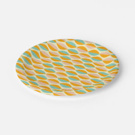 Prato De Papel Padrão geométrico repetitivo em fundo bege