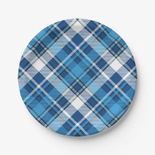 Prato De Papel Padrão Geométrico Vintage Trendy Blue
