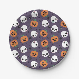 Prato De Papel Padrão Kawaii de Halloween