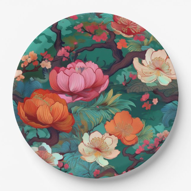 Prato De Papel Padrão Kimono japonês (Frente)