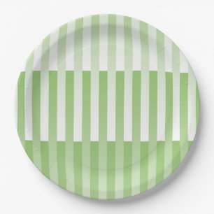 Prato De Papel Padrão Listrado Verde Branco
