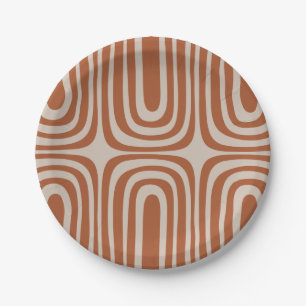 Prato De Papel Padrão Minimalista Abstrato Confaab Boho Ferrugem