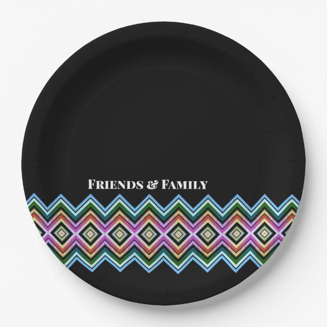 Prato De Papel Padrão Moderno com Preto (Frente)