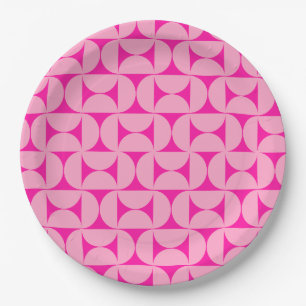 Prato De Papel Padrão moderno de Meio século rosa a quente