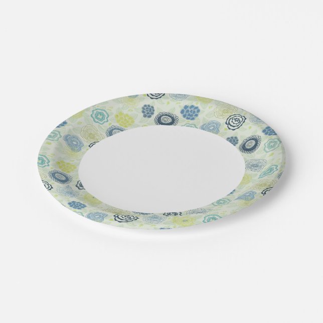 Prato De Papel padrão Na moda floral com flores bonitas (Inclinado)