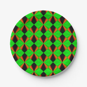 Prato De Papel Padrão na moda Verde Laranja Preto