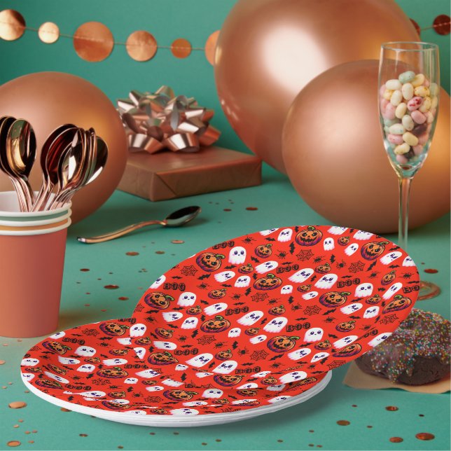 Prato De Papel Padrão Noturno assustador (Múltiplo)