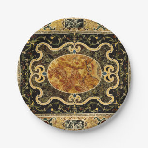 Prato De Papel Padrão Ornamental Antiquado De Gemstone Italiano