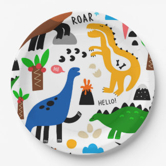 Prato De Papel Padrão perfeito dos dinossauros