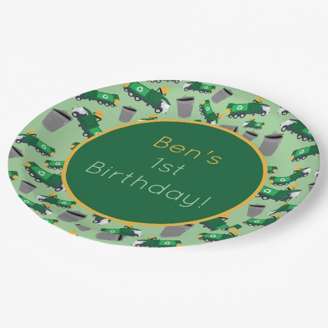 Prato De Papel Padrão Personalizado do Caminhão de Lixo do Recicl (Inclinado)