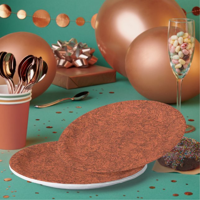 Prato De Papel Padrão popular laranja queimado (Múltiplo)