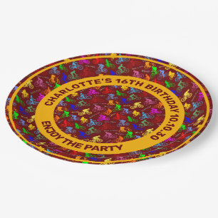 Prato De Papel Padrão Positivo De Cavaleiros De Bicicleta Colorid