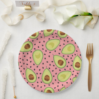Prato De Papel Padrão rosa Avocado