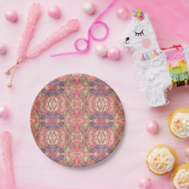 Prato De Papel Padrão rosa e púrpura