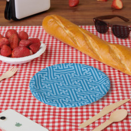 Prato De Papel Padrão Sayagata, japonês, azul e azul-bebê