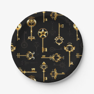 Prato De Papel Padrão sem falhas com chaves de Ouro