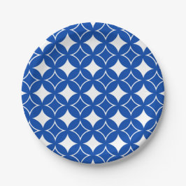 Prato De Papel padrão shippo azul e branco