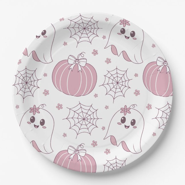 Prato De Papel Padrão Soft Goth Pastel de Halloween (Frente)