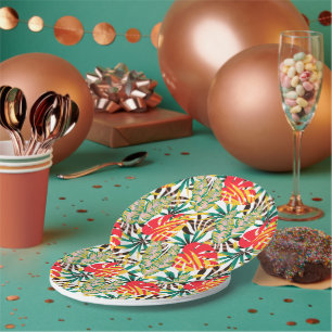 Prato De Papel Padrão tropical brilhante