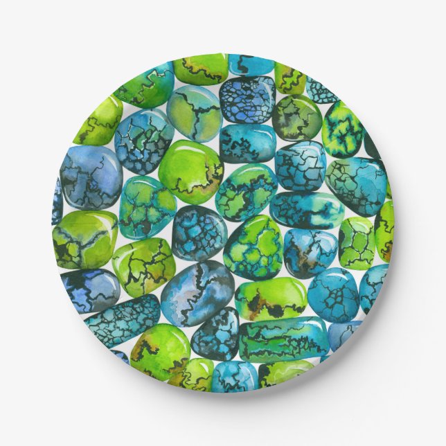 Prato De Papel Padrão turquesa (Frente)