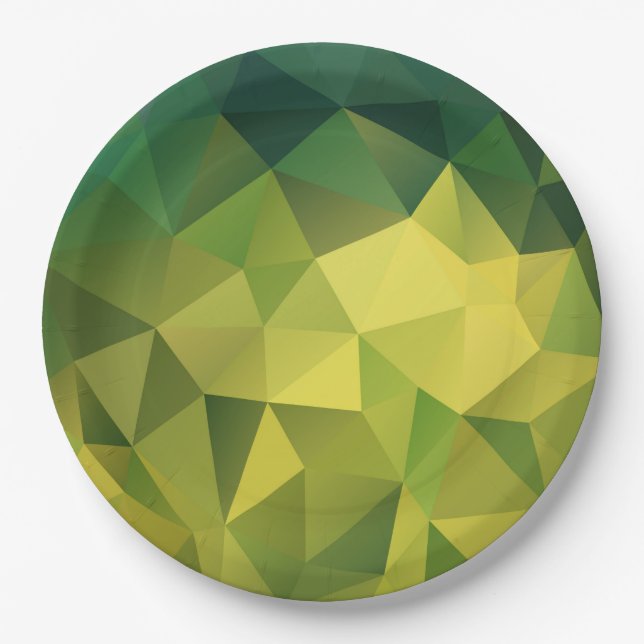 Prato De Papel Padrão verde amarelo (Frente)