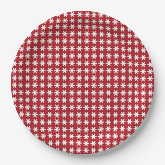 Prato De Papel Padrão Vermelho Estrela Manchada (Frente)