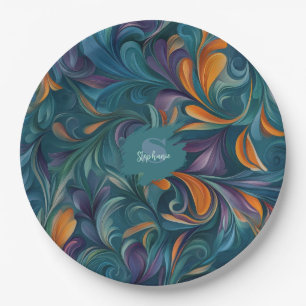 Prato De Papel Padrão Vibrante de inspiração de Abstrato de Paisl