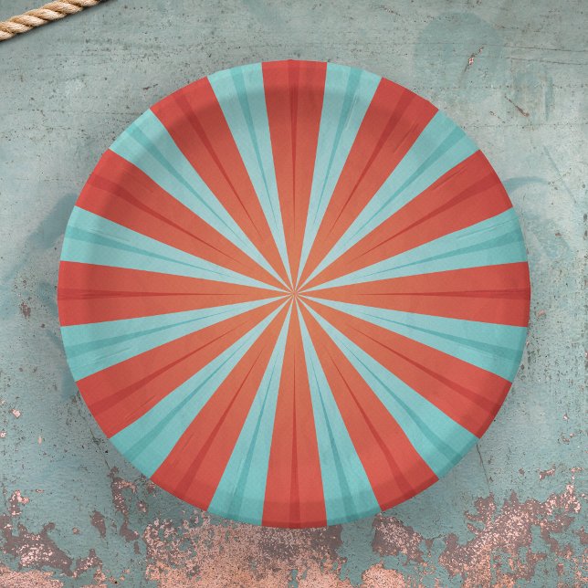 Prato De Papel Padrão Vintage Circus Red & Blue (Circus Paper Plates)