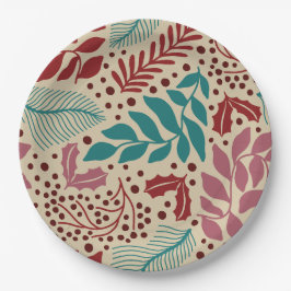 Prato De Papel Padrão Whimsical dos Natais vintages Elegantes