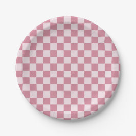 Prato De Papel Padrão xadrez rosa empoeirado