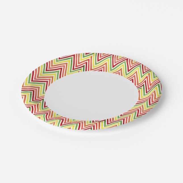 Prato De Papel Padrão Zigzag Chevron colorido (Inclinado)