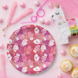 Prato De Papel Padrões de natal em rosa