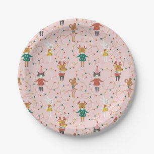 Prato De Papel Padrões de Natal para Amigos Animais Festivos