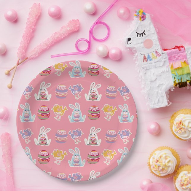 Prato De Papel Padrões de páscoa Chapas de papel de gelo da bauni (Festa)