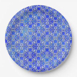 Prato De Papel Padrões de rolagem azul de Cinza prateada